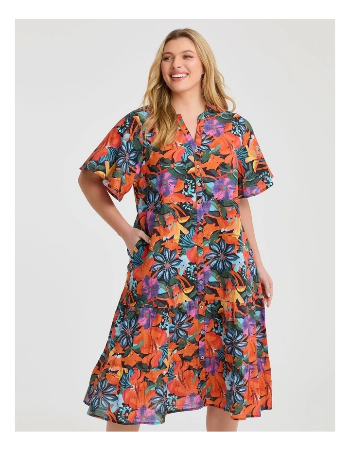 Cotton Summer Flora Dress Print in Multi image 3