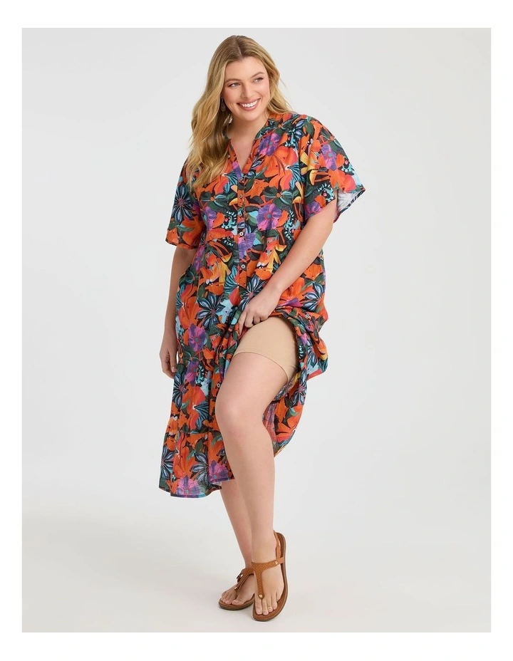 Cotton Summer Flora Dress Print in Multi image 4