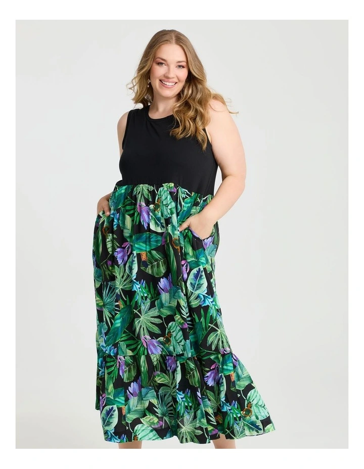 Natural Mix Jungle Maxi Dress Black/print image 2