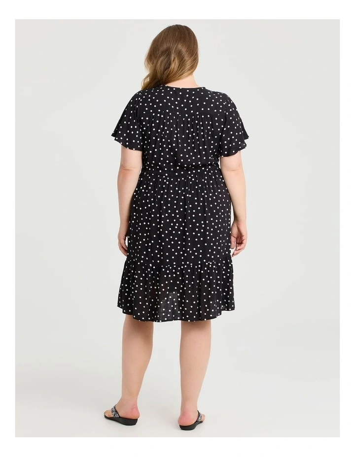 Natural V Neck Spot Dress Black/white image 2