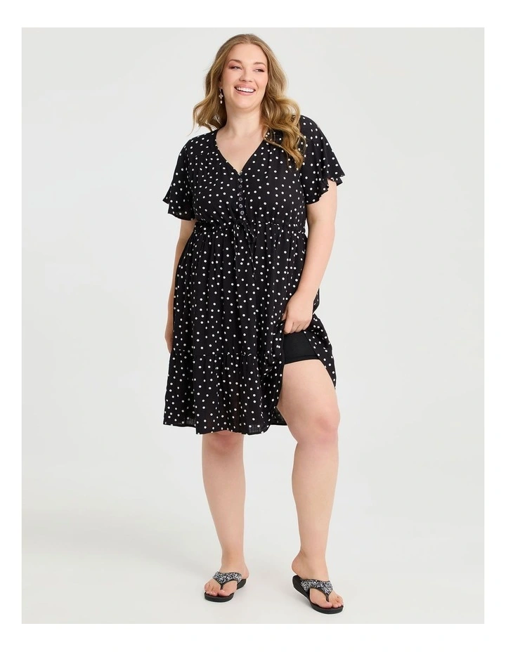 Natural V Neck Spot Dress Black/white image 4
