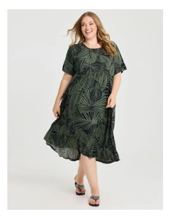 Natural Pocket Midi Dress Willow Green/black