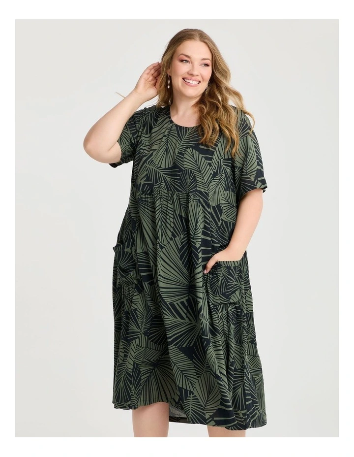 Natural Pocket Midi Dress Willow Green/black image 3