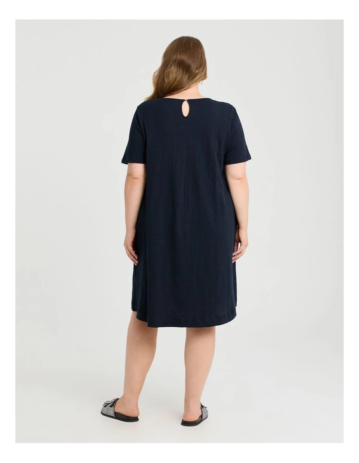 Cotton Pintuck Detail Dress Navy image 2