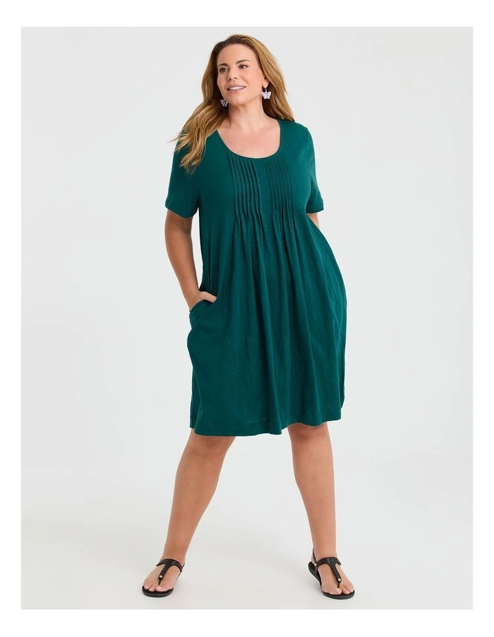 Cotton Pintuck Detail Dress Dark Atlantic image 1