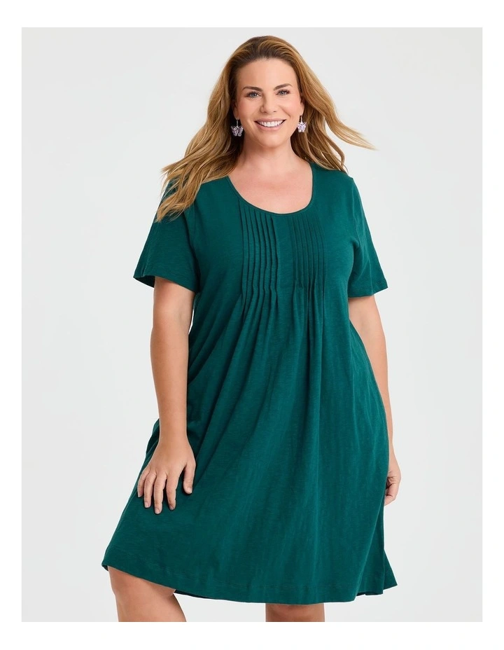 Cotton Pintuck Detail Dress Dark Atlantic image 3