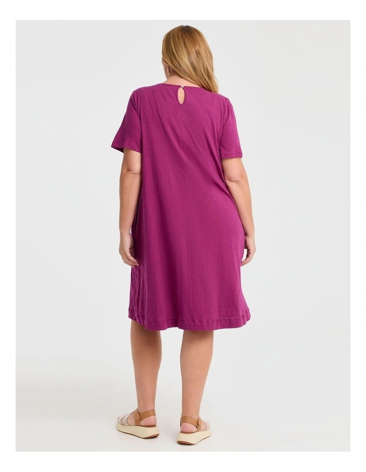 Cotton Pintuck Detail Dress Beetroot image 2