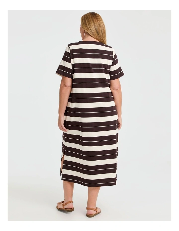 Cotton Block Stripe Maxi Dress Chocolate/vanilla image 2