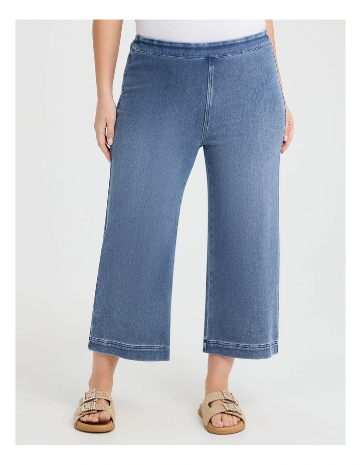 The Travel Wide Leg Crop Jean Mid Blue image 1