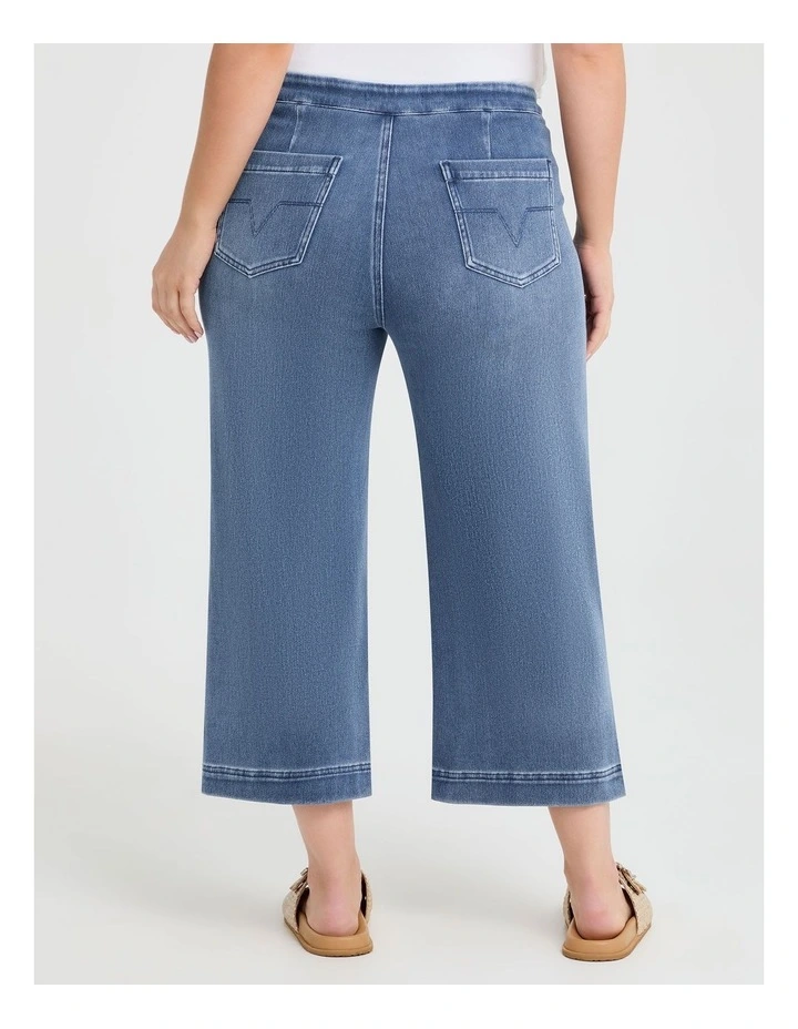 The Travel Wide Leg Crop Jean Mid Blue image 2