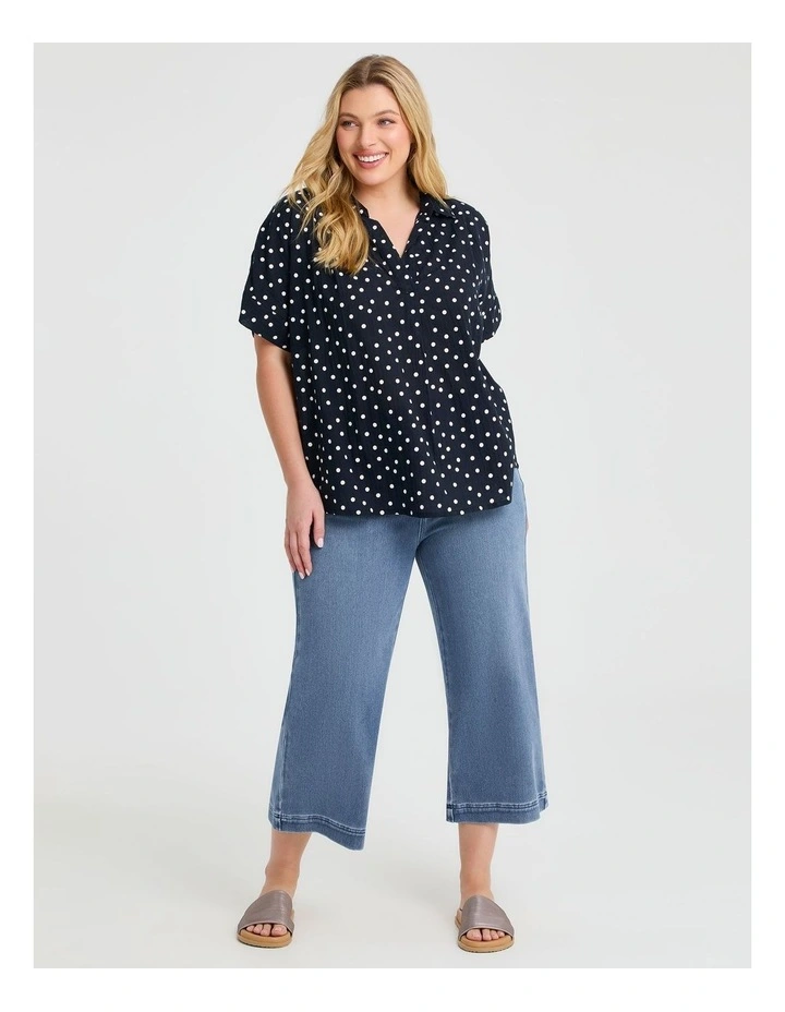 The Travel Wide Leg Crop Jean Mid Blue image 3