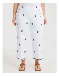 Wide Leg Embroidered Crop Jean in White