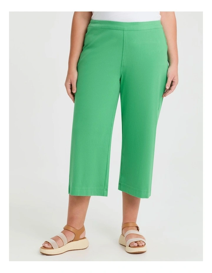 The Travel Wide Leg Crop Jean in Kelly Green image 1