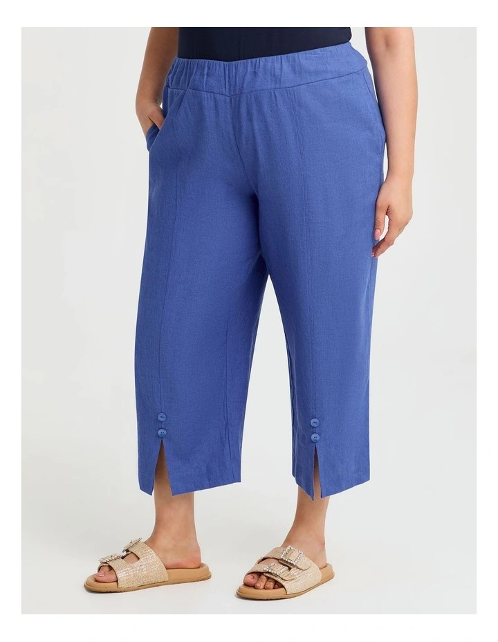 Stretch Linen Ayanna Crop Pant in Azure Blue image 1