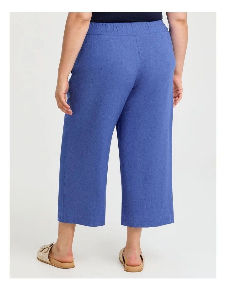 Stretch Linen Ayanna Crop Pant in Azure Blue image 2