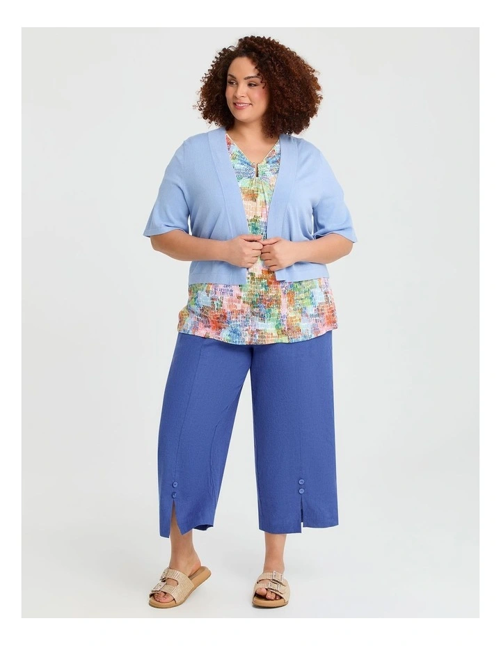 Stretch Linen Ayanna Crop Pant in Azure Blue image 4