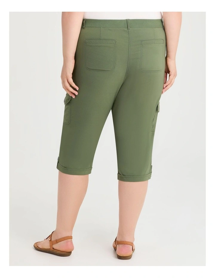 Castaway Rib Cargo Crop Pant in Willow Green image 2