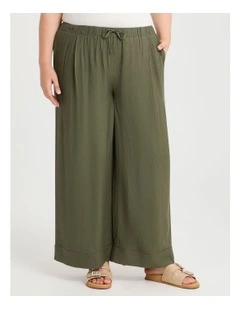 Natural Wide Leg Pant in Willow Green