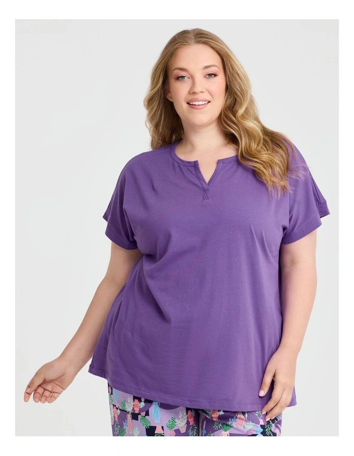 Australian Cotton Henley Pj Top Purple Opulence image 1