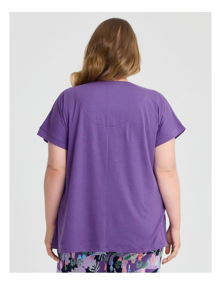 Australian Cotton Henley Pj Top Purple Opulence image 2