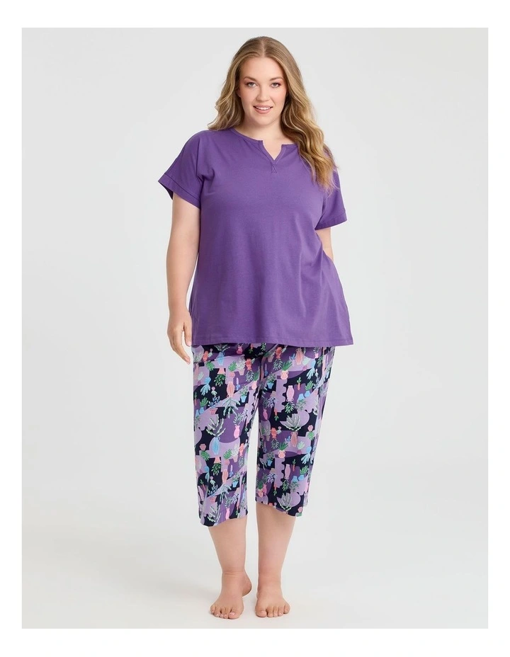 Australian Cotton Henley Pj Top Purple Opulence image 3