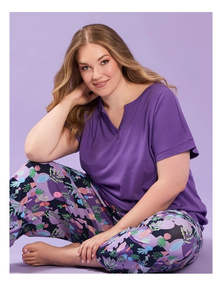 Australian Cotton Henley Pj Top Purple Opulence image 5