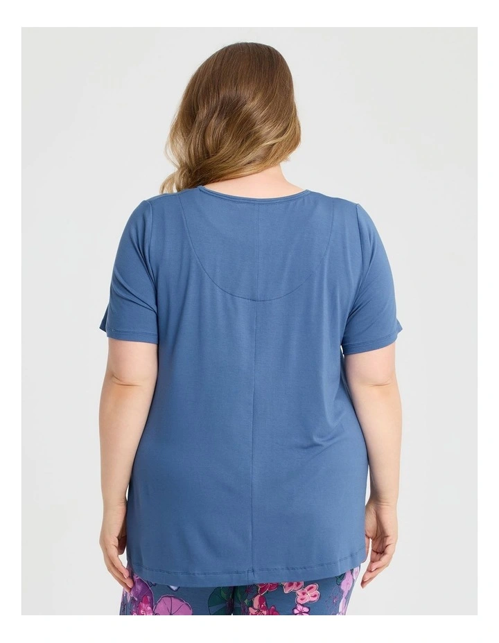 Bamboo Summer Bloom Pyjama Top in Harbour Blue image 2