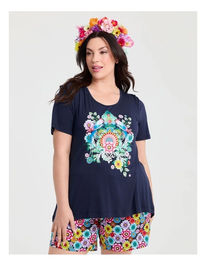Catalina Benedict Pyjama Top in True Navy image 1
