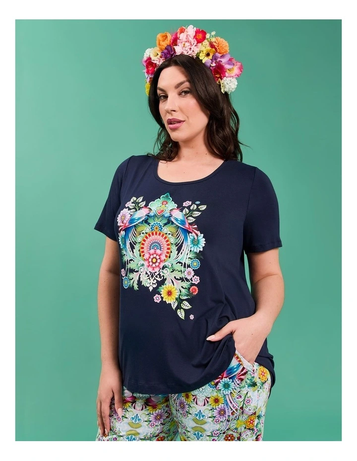 Catalina Benedict Pyjama Top in True Navy image 4