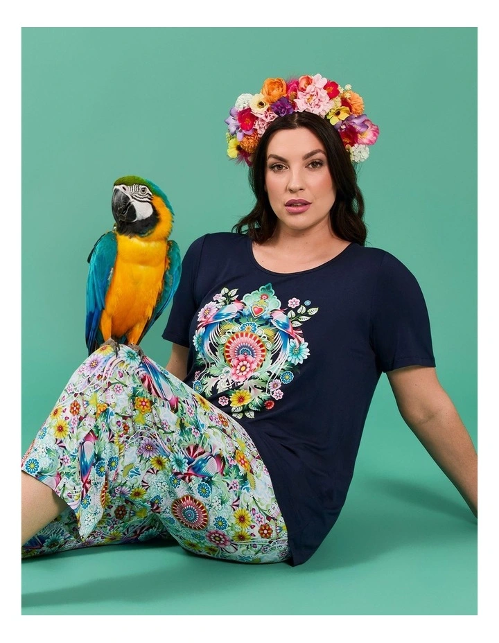 Catalina Benedict Pyjama Top in True Navy image 5