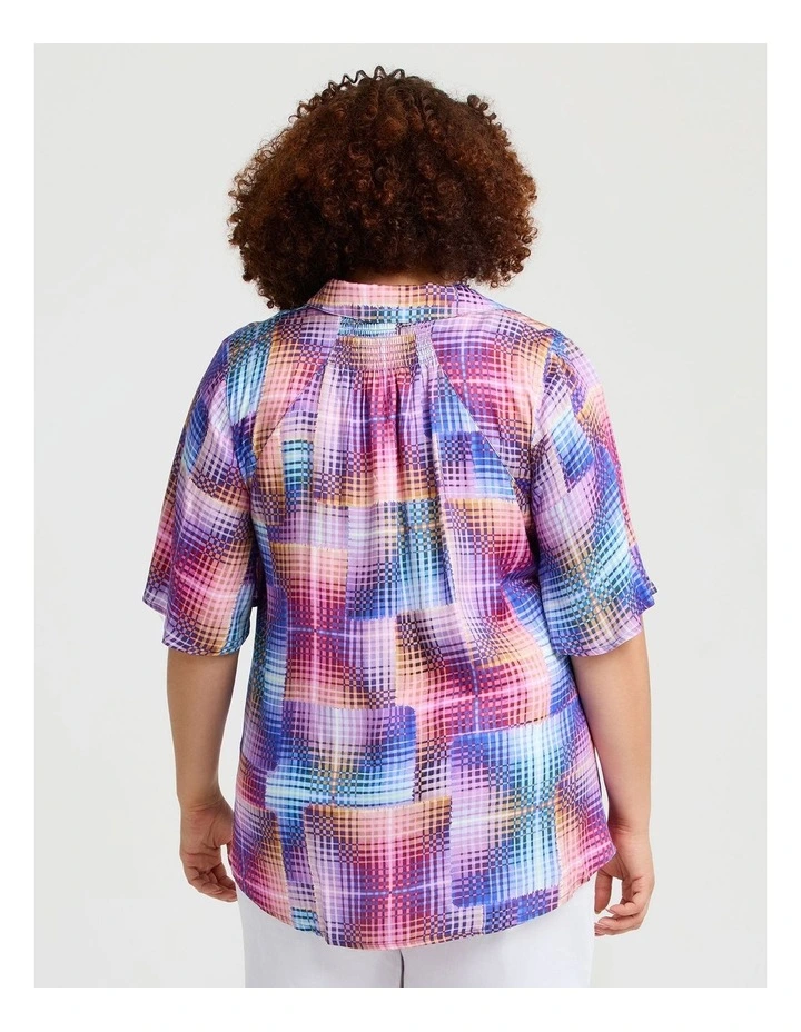 Natural Abstract Pintuck Shirt Print image 2