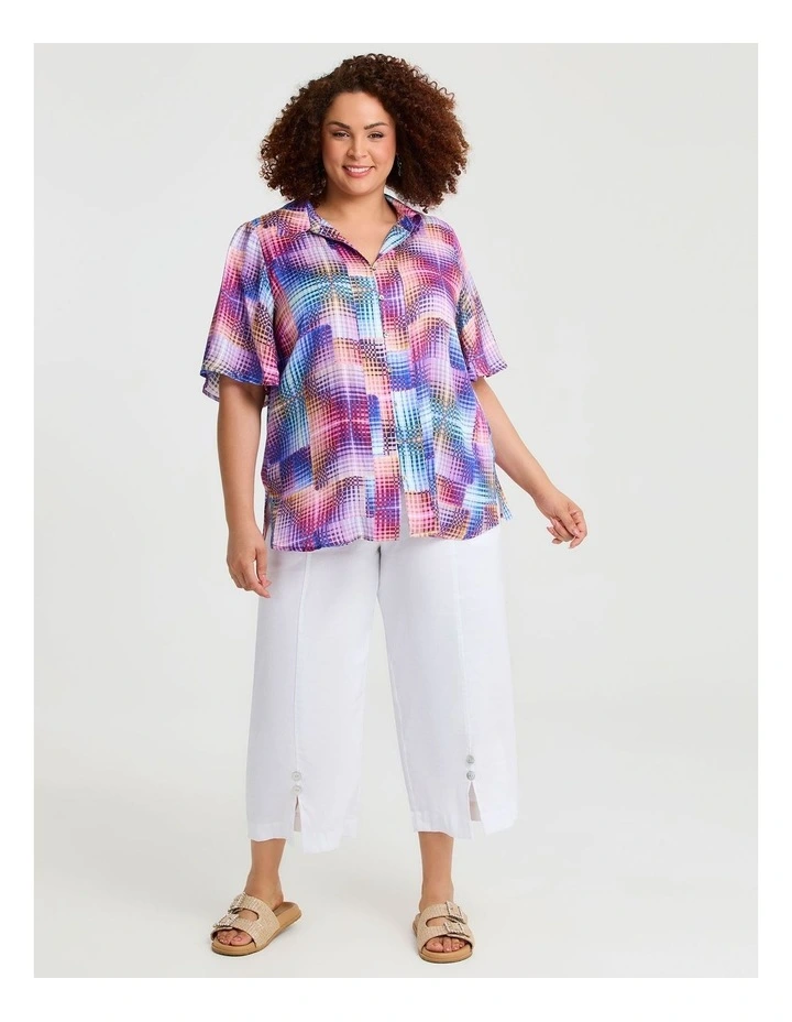 Natural Abstract Pintuck Shirt Print image 3