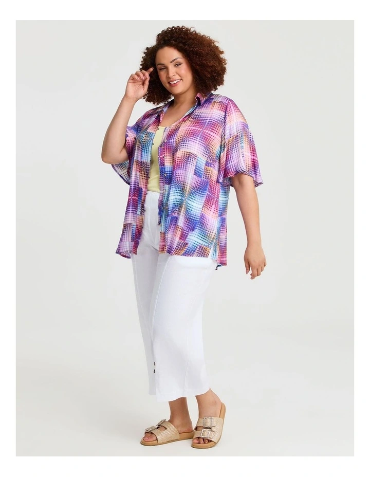 Natural Abstract Pintuck Shirt Print image 4