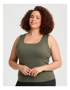 Tank Top With Shelf Bra in Olive
