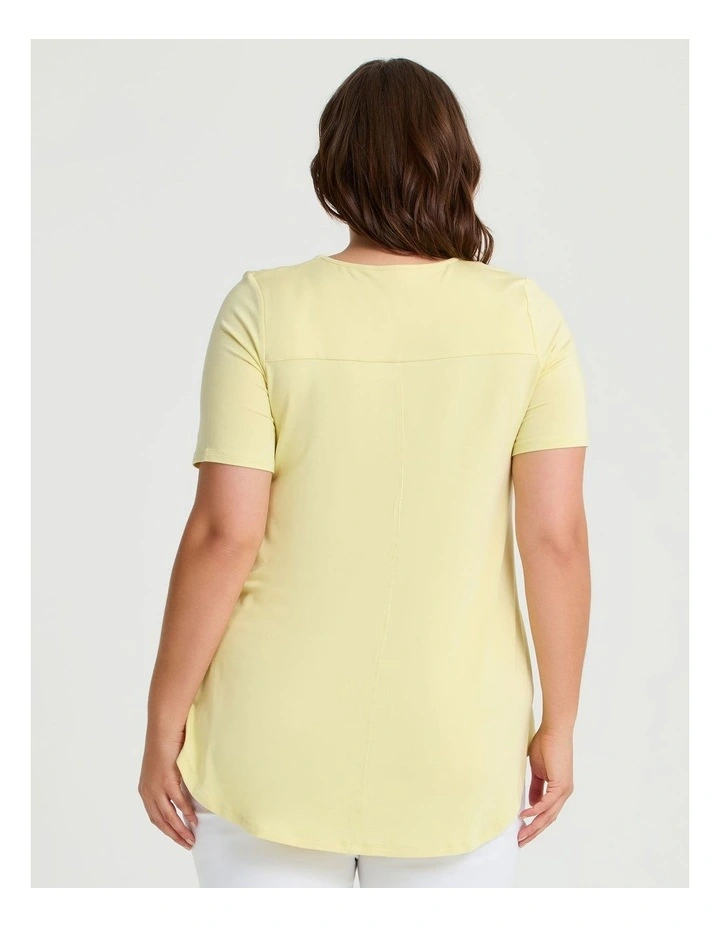 Bamboo Base V Neck Short Sleeve Top in Yellow image 2