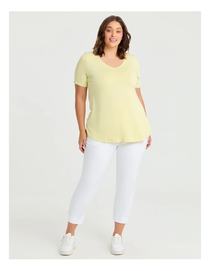 Bamboo Base V Neck Short Sleeve Top in Yellow image 3