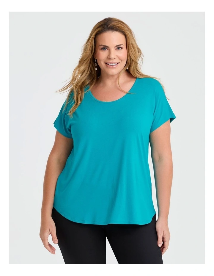 Natural Round Neck Everyday T-shirt in Tropical Teal image 1