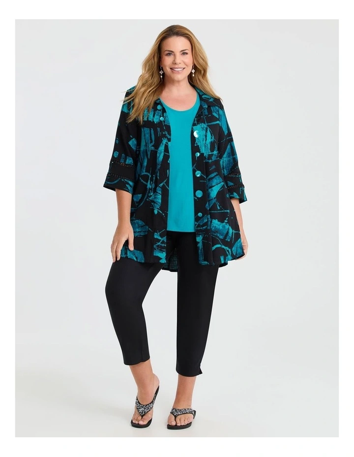 Natural Round Neck Everyday T-shirt in Tropical Teal image 4