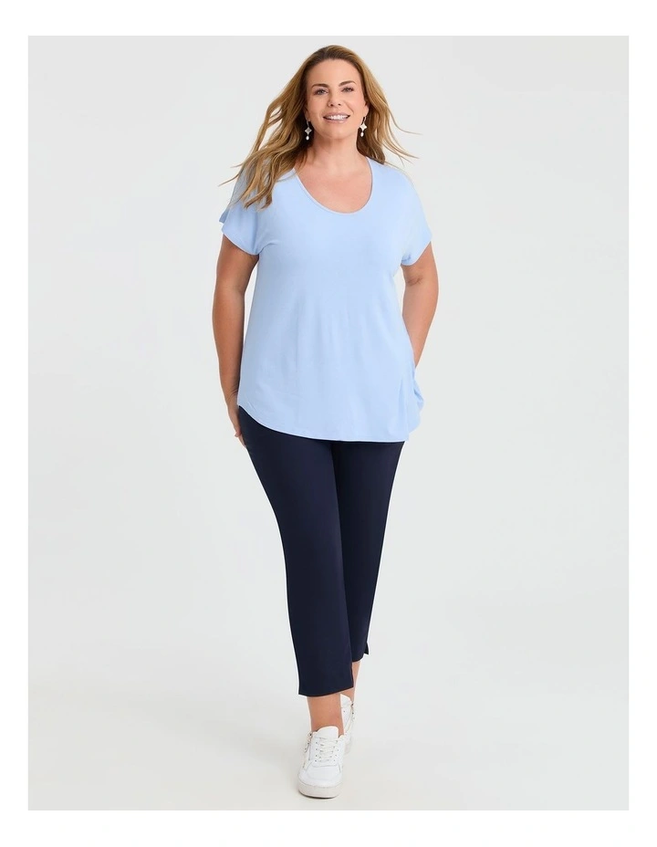 Natural Round Neck Everyday T-shirt in Powder Blue image 3