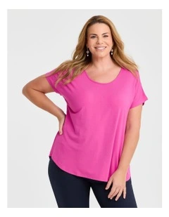 Natural Round Neck Everyday T-shirt in Bougainvillea