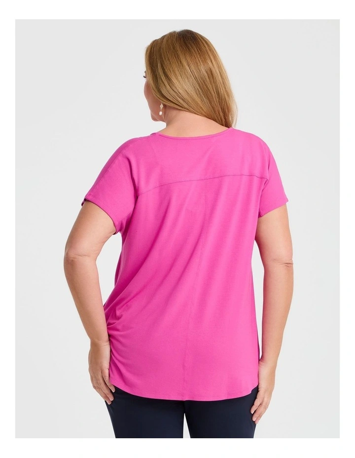 Natural Round Neck Everyday T-shirt in Bougainvillea image 2