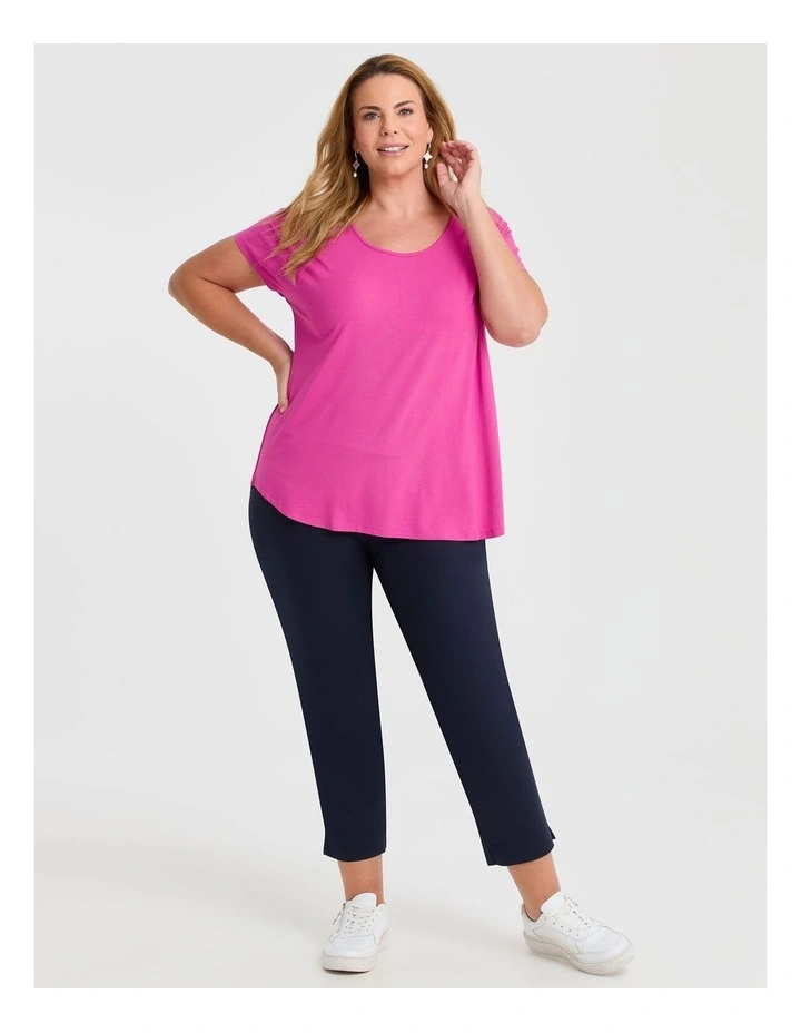 Natural Round Neck Everyday T-shirt in Bougainvillea image 3