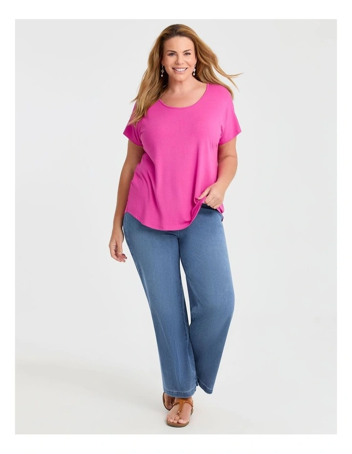 Natural Round Neck Everyday T-shirt in Bougainvillea image 4