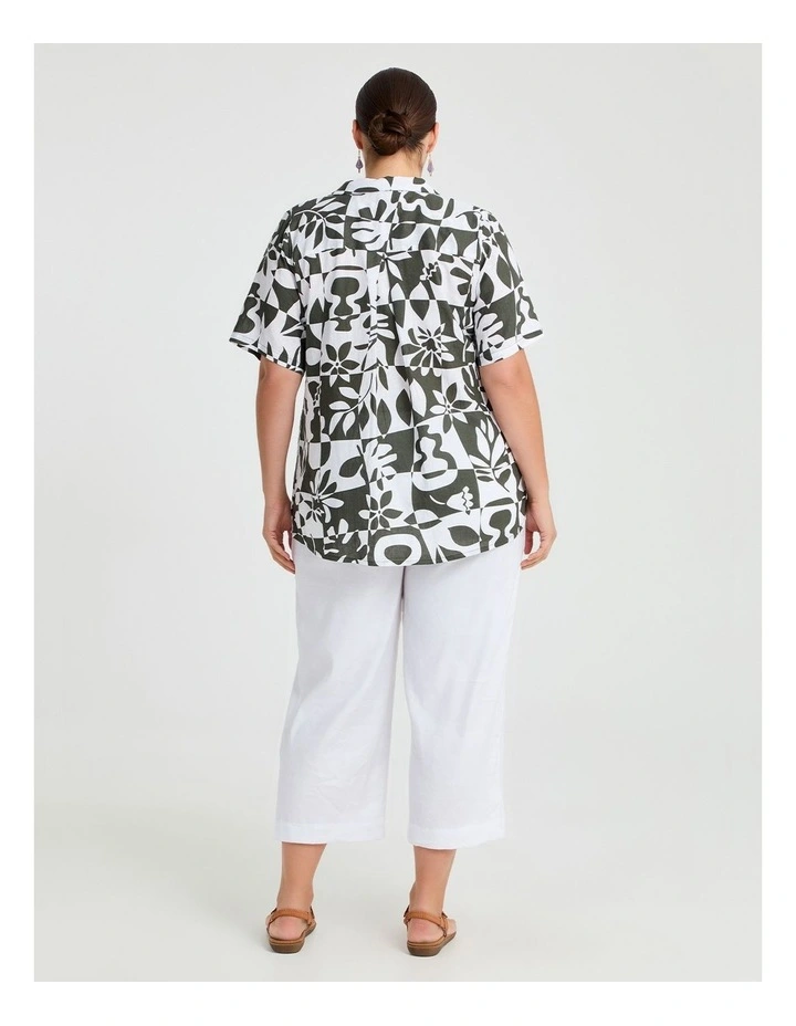 Linen Blend Tropics Print Top in Multi image 2