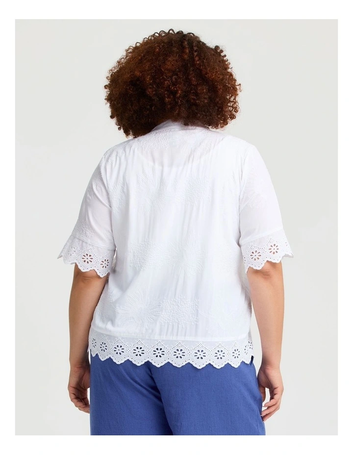 Natural Layla Embroidery Top in White image 2
