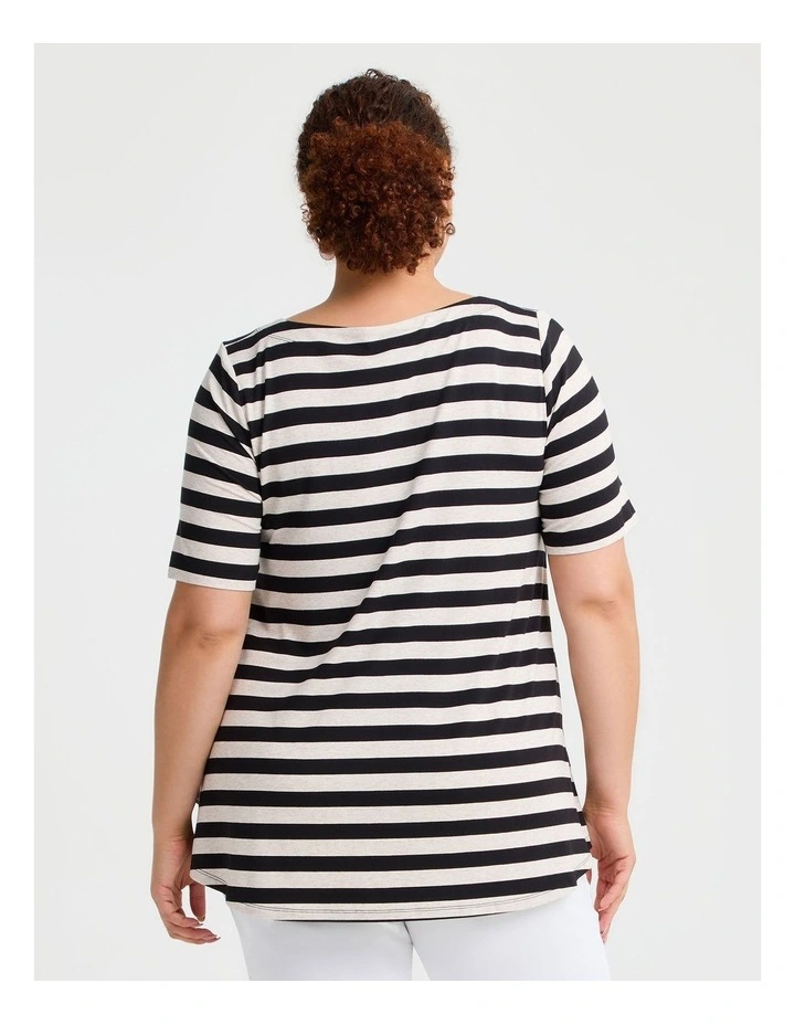 Natural Floral Applique Top Stripe image 2