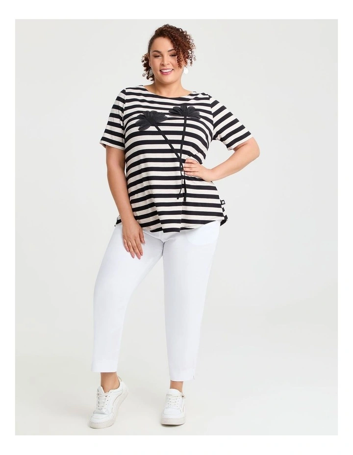 Natural Floral Applique Top Stripe image 3