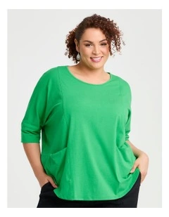Pima Cotton Traveller Top Holly Green