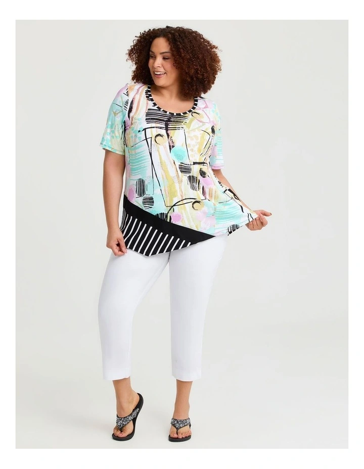 Abstract Spot Natural Spliced Top Print image 3