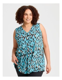Amazon Luna Tank Turquoise Print